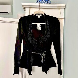 WHBM embellished black cardigan NWT